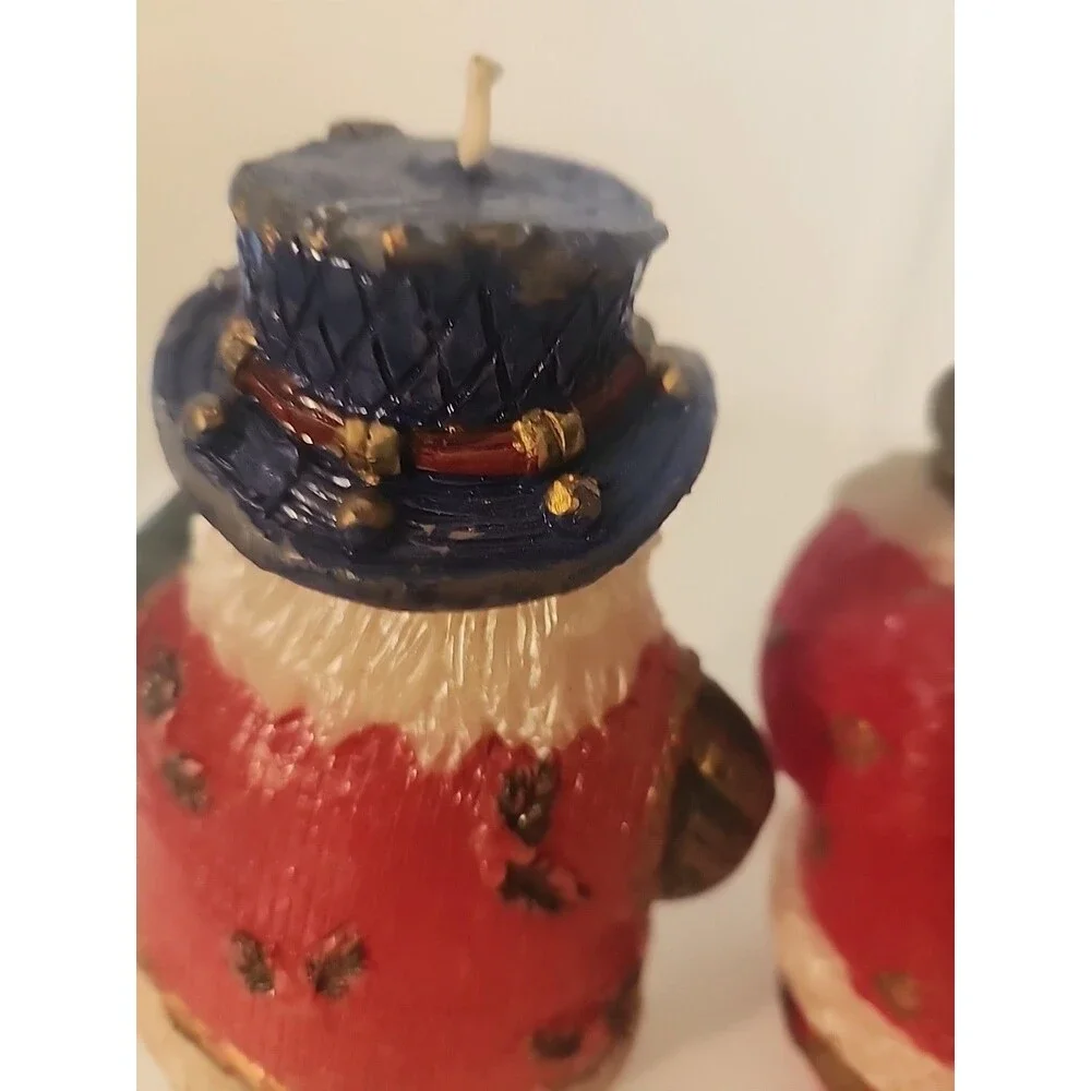 Vintage Set of 2 - OLD WORLS ROUND BOTTOM SANTA CANDLES